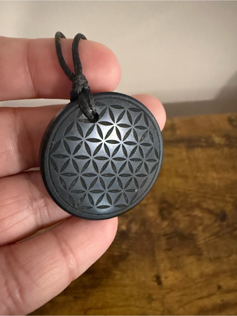 Flower of Life Shungite Laser Etched Pendant Necklace